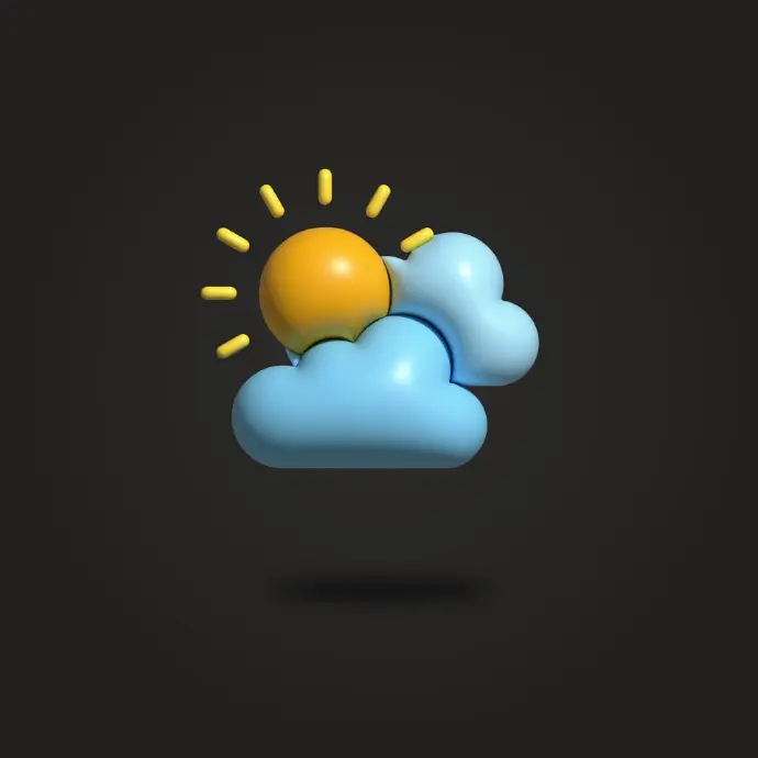a weather icon with a sun on top of a cloud